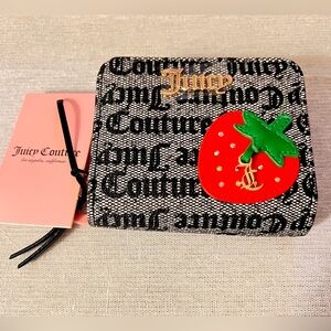 Juicy Couture Black and White Wallet with Strawberry Patch